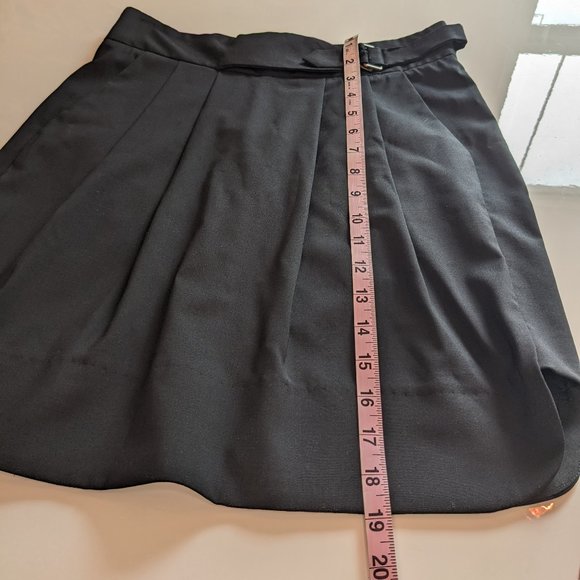 Lilith Paris Black Virgin Wool Pleated Mini Skirt with Integrated Belt - Picture 6 of 6